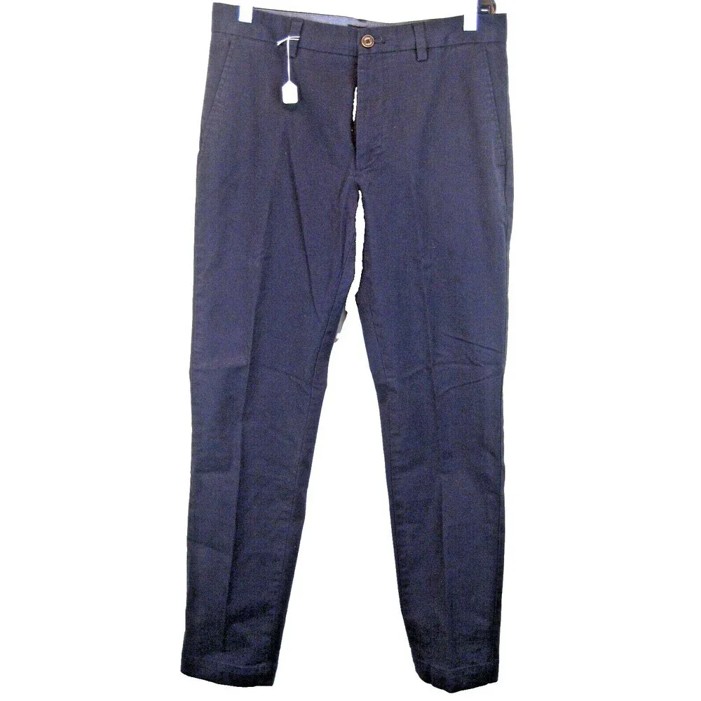 Mens Banana Republic Navy Flat Front Cotton/Spandex Chinos sz 32x32